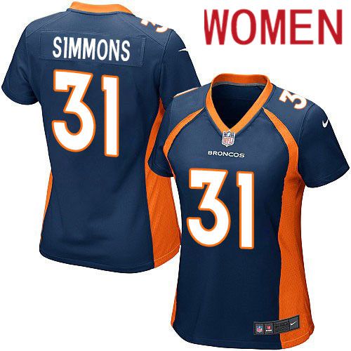 Women Denver Broncos #31 Justin Simmons Nike Navy Game NFL Jersey